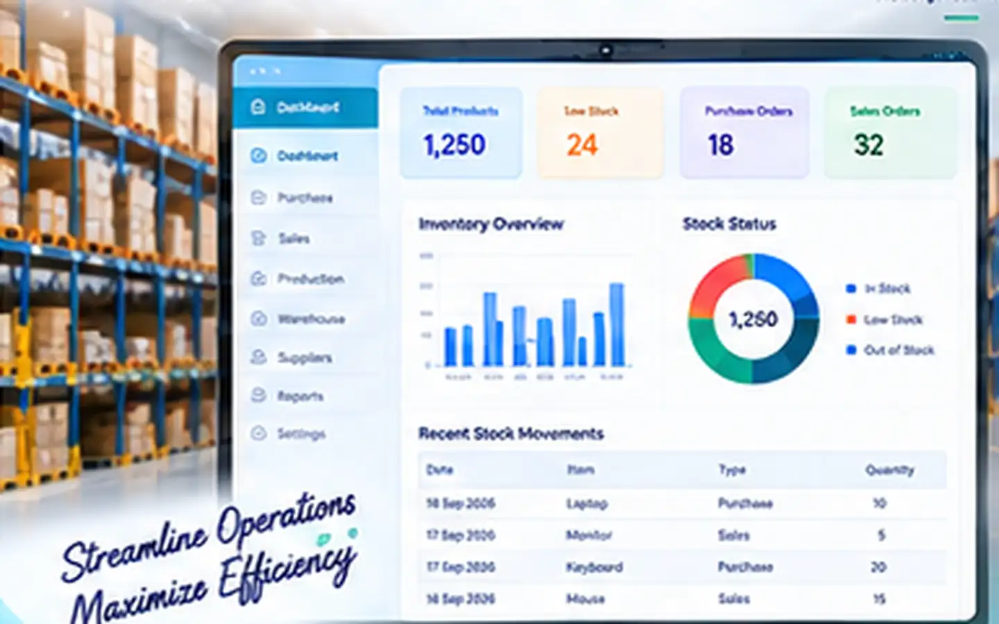 ERP, CRM & Inventory Software dashboard