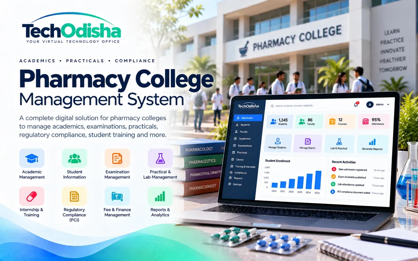 Pharmacy College Management Software dashboard